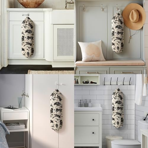 Hglian Cute Cat & Flower Plastic Grocery Bag Holder - Vintage Canvas Organizer Storage Keeper
