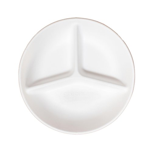 Greenprint 9-Inch 3 Compartment Deep 100% Compostable Sugarcane Plates - PFSA Free, Grease Resistant, Unbleached, Eco-Friendly Dinnerware for Catering, Full Meals, Hot/Cold Foods, 200 CT.