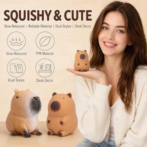 JIAHO Capybara Stress Balls - Cute Animal Fidget Toys for Anxiety Relief