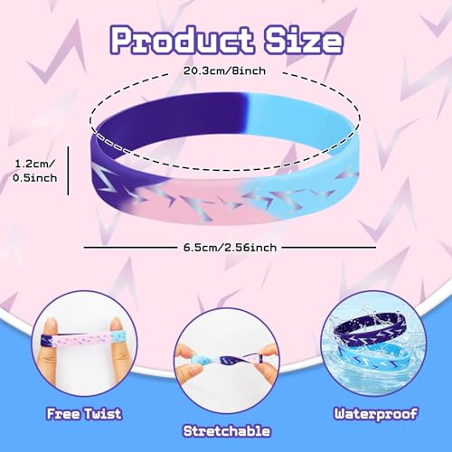 24 Pcs Kpop Silicone Wristbands | Lightning Pattern Party Favors