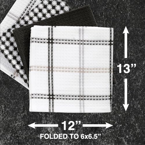 T-Fal Premium Waffle Cotton Dish Cloths 4-Pack Neutral 12x13" Kitchen Towels