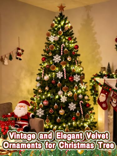 Brown Velvet Star Christmas Tree Topper & Ornaments Set, 30 Pieces