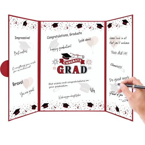2026 Graduation Guest Book Alternative - Black & Red Signature Book