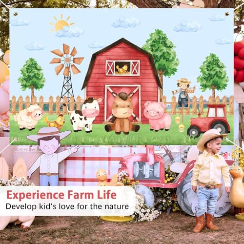 Farm Birthday Backdrop Banner - 3x5 Ft Barnyard Animal Decor
