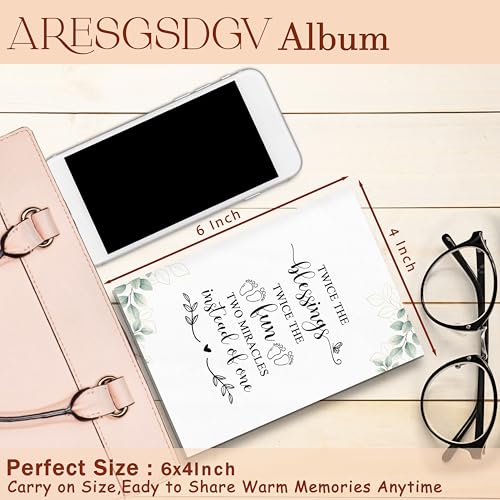 Twins Baby Photo Album 4x6 for Twin Mom Gift & Baby Shower Keepsake