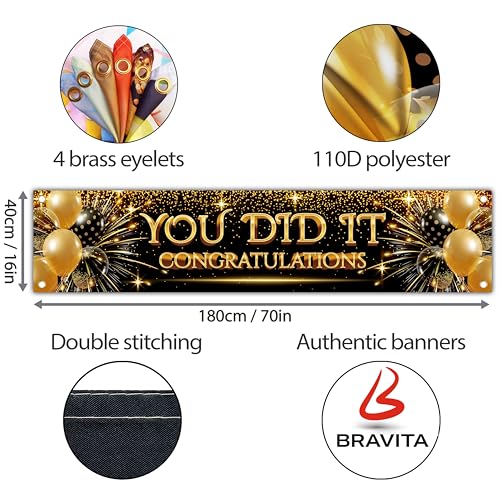You Did It Graduation Banner - Large 6ft Congratulations Party Decoration