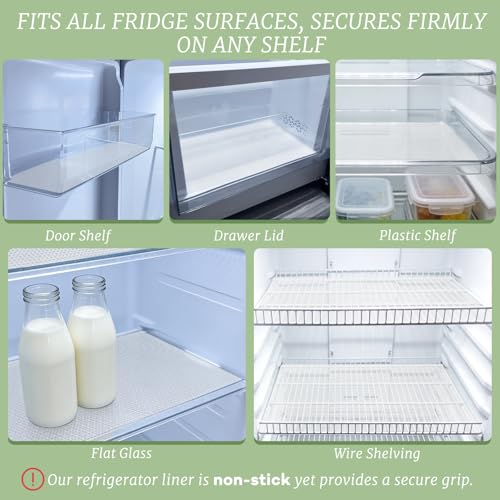 8 Pack Refrigerator Shelf Liners Non-Slip Washable & Reusable Kitchen Protectors