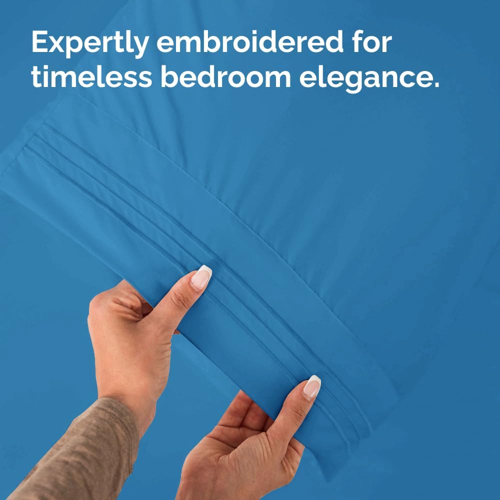 Skiennix Standard Pillow Cases Set of 4 | Ultra Soft Hotel Quality Covers - Denim Blue, Machine Washable