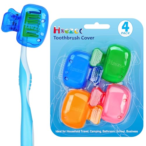 Hxezoc 4-Pack Travel Toothbrush Head Covers Protective Caps