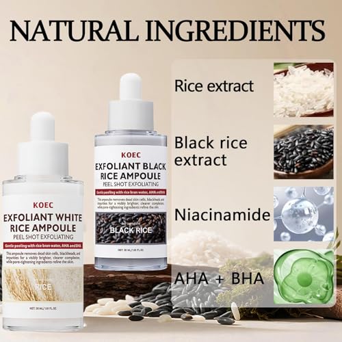 Rice Ampoule Peel Shot Duo - Gentle Exfoliating Face Serum with Niacinamide