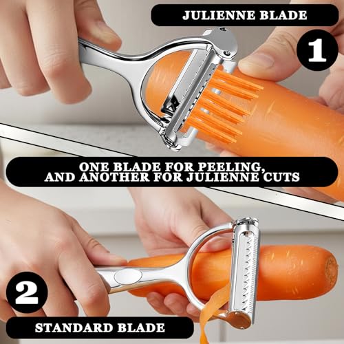 Hadnves 2-in-1 Vegetable Peeler and Grater - Zinc Alloy Slicer