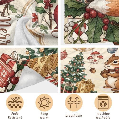 Christmas Throw Blanket 40x60 Inches - Holiday Animal Pattern Gift for Women & Kids