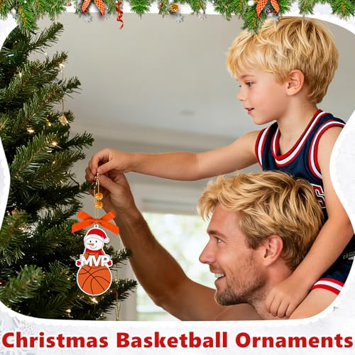 4.3-Inch Wooden Snowman Basketball Christmas Ornament