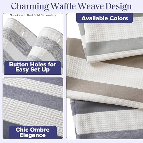 Madison Park Shower Curtain Spa Waffle Weave Shower Curtain for Bathroom 3M Scotchgard Moisture Management, Spa Quality Modern Shower Curtains for Bathroom, Standard: 72x72 Blue Ombre