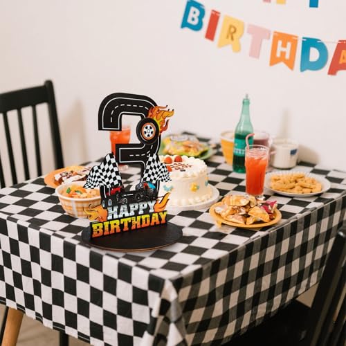 Truck 3rd Birthday Number Sign - Wooden Table Centerpiece Decoration