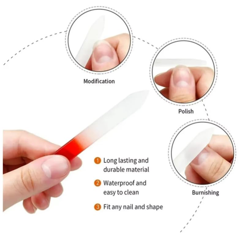 Aoshang 3 Pack Glass Nail Files with Cases Crystal Double Sided
