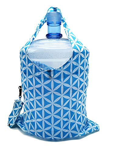 Reusable Grocery Bags Set - Heavy Duty Foldable Shopping Totes with Blue Geometric Flowers - 3 Pack