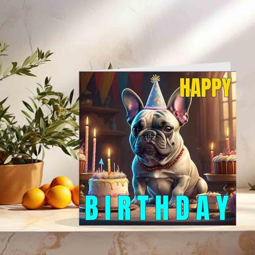 French Bulldog Birthday Card - Cute Dog Greeting Card 145 x 145mm