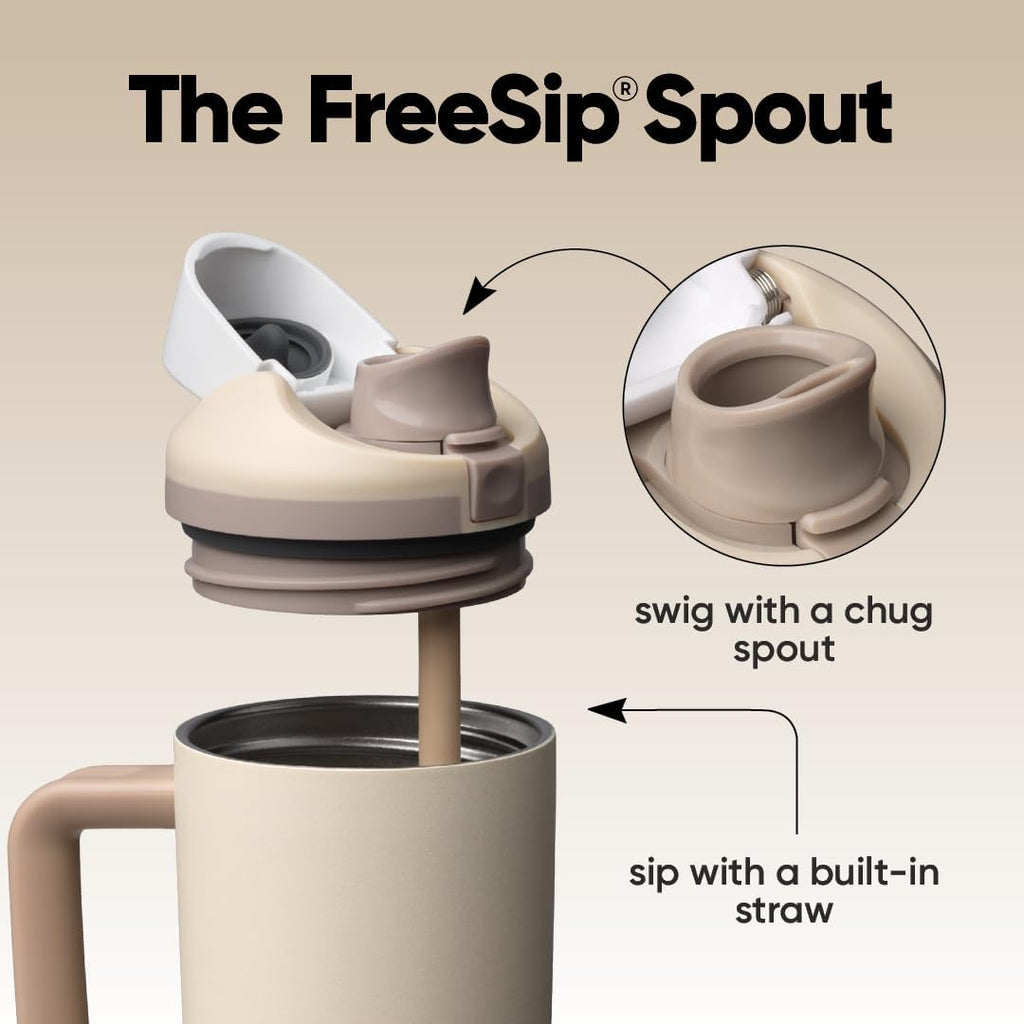 Owala FreeSip Tumbler - 30 Oz Stainless Steel - Tan (Lightly Toasted) for Easy Hydration