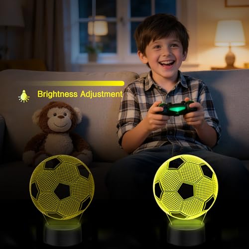 3D Soccer Illusion Night Light with 16 Colors - Perfect Gift for Boys
