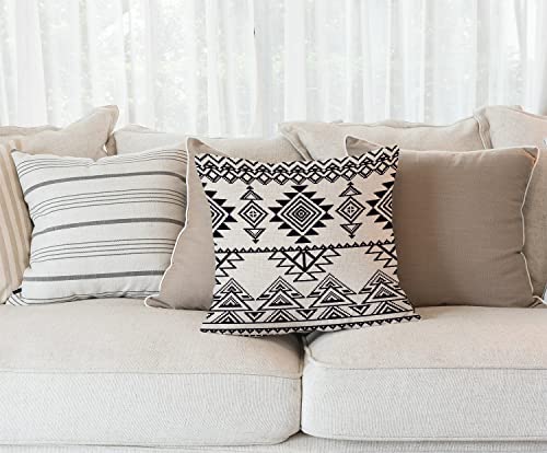 Solekla Tribal Art Throw Pillow Cover 18x18 Inch - Primitive Geometric Pattern, Double-Sided Cotton Linen Cushion Case, SL02