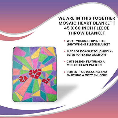 We Are In This Together Mosaic Heart Fleece Throw Blanket, 45 x 60 Inches