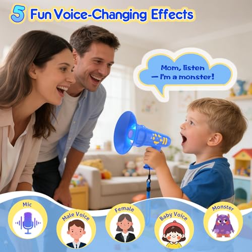 MEGUO Voice Changer for Kids - Mini Megaphone with Lights, Ages 3-8