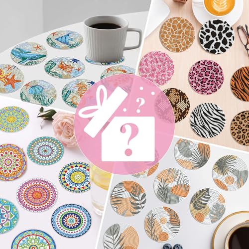 DIY Diamond Painting Coaster Kits with Rhinestones & Holders - Unique Home Decor Crafts for Adults