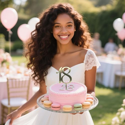 Elegant Rose Gold Mirrored 18th Birthday Cake Topper