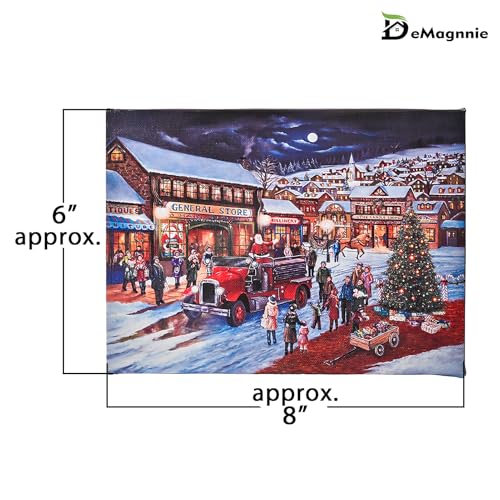 Lighted Fiber Optic Canvas Wall Art - Christmas Street Scene, 8x6 Inches - Variation S