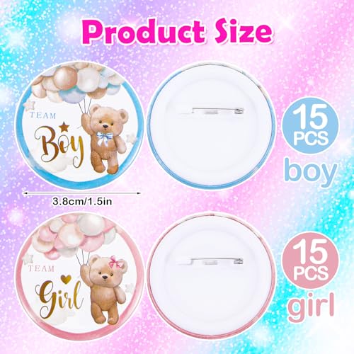 30pcs Gender Reveal Pins - Team Boy & Girl Party Accessories