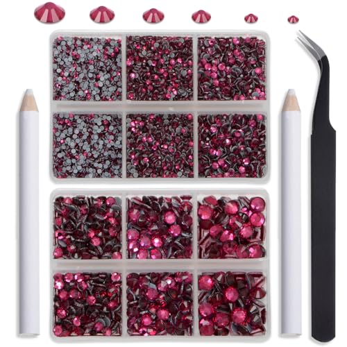 NCB Hotfix Rhinestones 8000pcs Rose Pink Crystal Glass Gems for Crafts