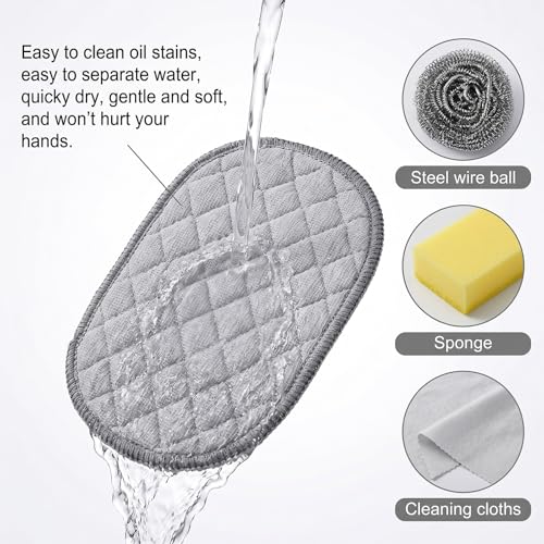 Bremorou 10 Pcs Stainless Steel Double-Sided Dishwashing Rags Non-Scratch Kitchen Cloths