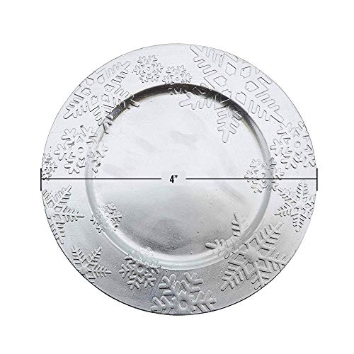 Snowflake Design Christmas Charger Plates Set of 4 - Silver, 13 Inch