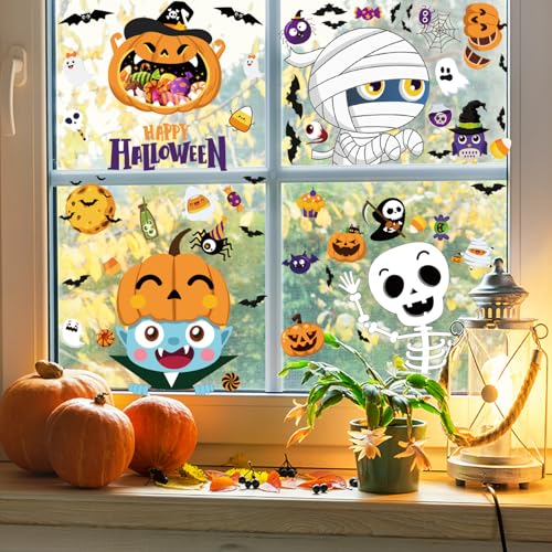 IMISHM Halloween Window Clings - 6 Pack Double-Sided Static PVC Decals