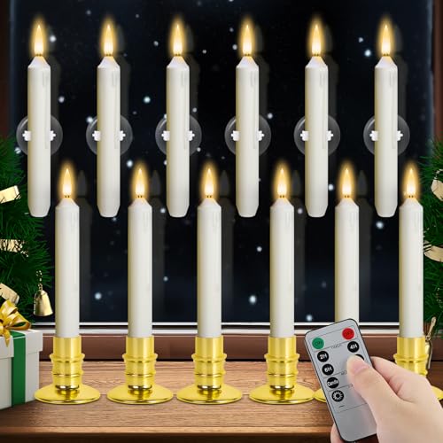 12 Pack Battery Operated Window Candles with Timer & Remote Control