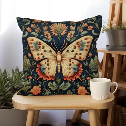 YOU FOUND ME Butterfly Floral Throw Pillow Cover Vintage Farmhouse Cushion 18x18