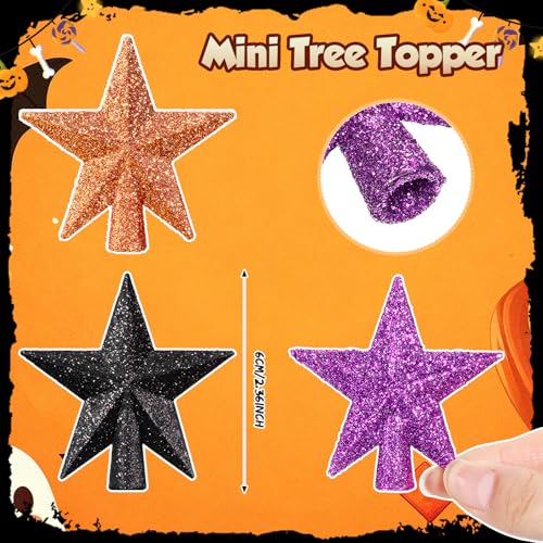 3 Pcs Mini Christmas Tree Topper Star Ornaments - Glitter Decor