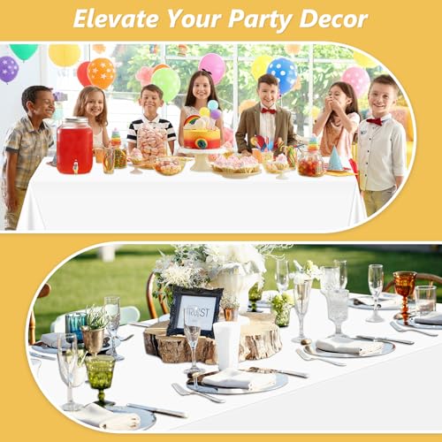 LANLISA 3 Pack Disposable White Plastic Tablecloths - 54x108 in.