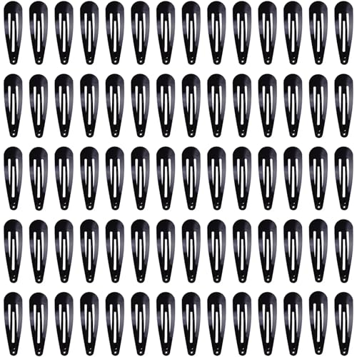 Tuefuzy 70 Pack 2 Inch Black Metal Snap Hair Clips Non Slip Barrettes