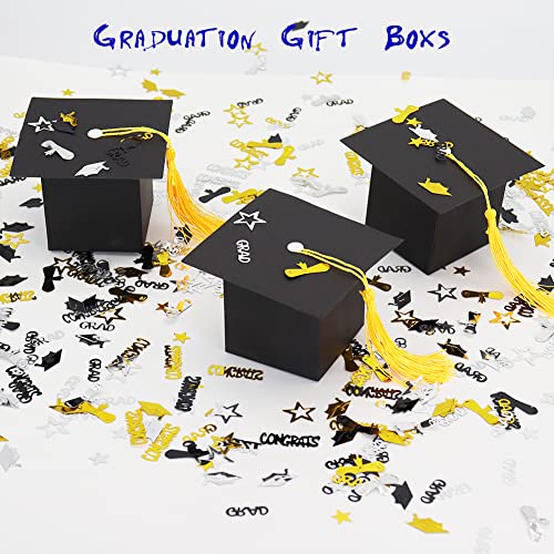 10Pcs Graduation Gift Boxes - Black Grad Cap Candy Boxes
