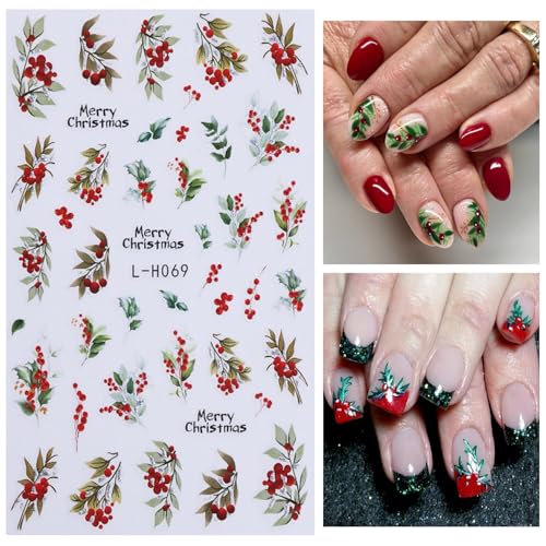 Christmas Nail Art Stickers 6 Sheets 3D Self-Adhesive Holiday Decals