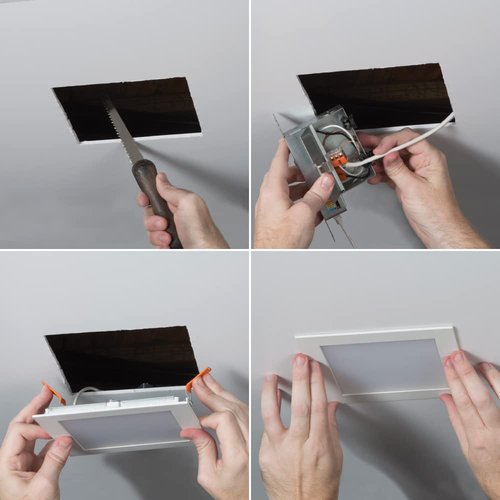 HALO HLB 6 in Square Canless Ultra-Thin LED Recessed Lighting Wafer Light, 900 Lumens, 5 Selectable Color Temperatures 2700K-5000K, Wet Rated, Energy Star Certified for Ceiling and Shower