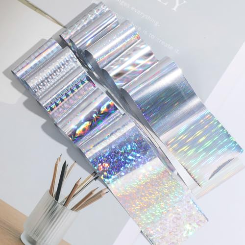 Ymapinc 20 Sheets Laser Holographic Nail Foil Transfer Set for DIY Art
