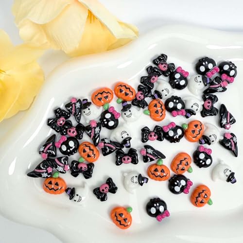 25Pcs 3D Halloween Nail Art Charms Cute Pumpkin Ghost Rhinestones