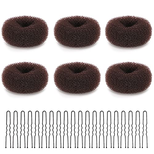 Aivwis Kids Hair Bun Maker Set - 6 Pcs 2 Inch Donut Shapers with Pins
