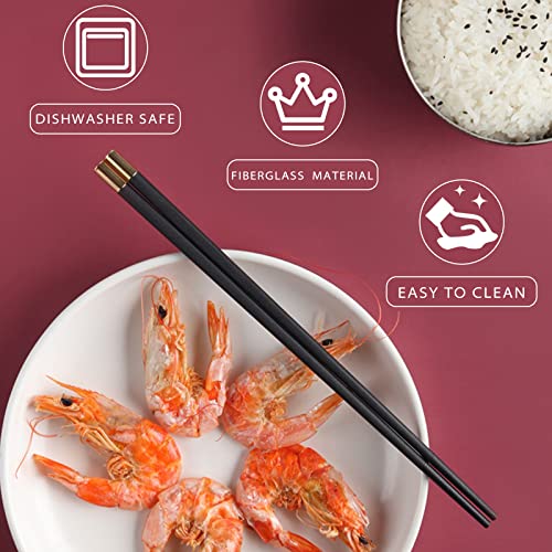 PYBBO Reusable Fiberglass Chopsticks 5 Pairs, Dishwasher Safe Non-Slip