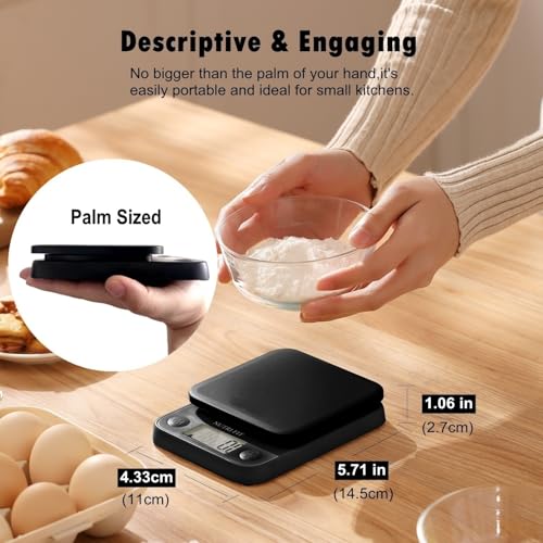 NUTRI FIT Classic Black Digital Kitchen Food Scale - Precision Weighing