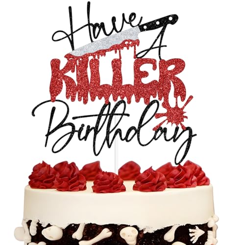 Black Glitter Halloween Cake Topper - Have A Killer Birthday