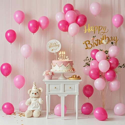 Hiquaty 50-Piece Pink and Rose Red Latex Balloon Set for Party Decor
